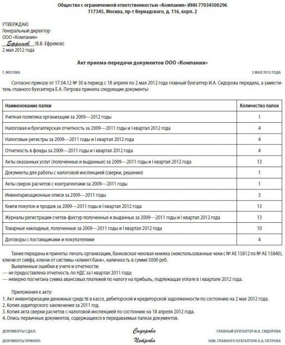 akt przyjęcia przekazania spraw przy zmianie głównej próby księgowej
