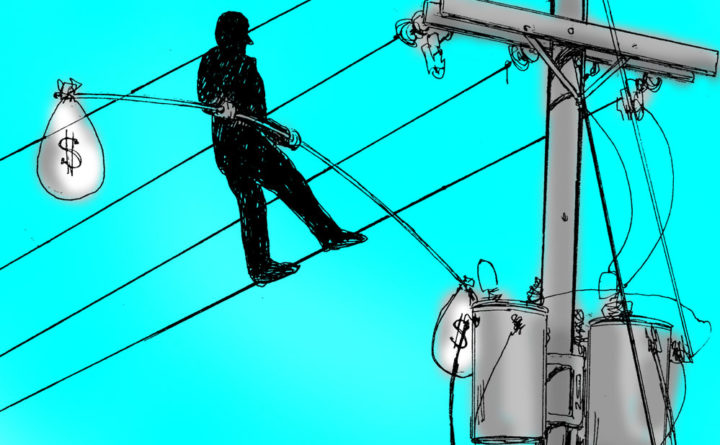 boete voor illegale aansluiting op het elektriciteitsnet