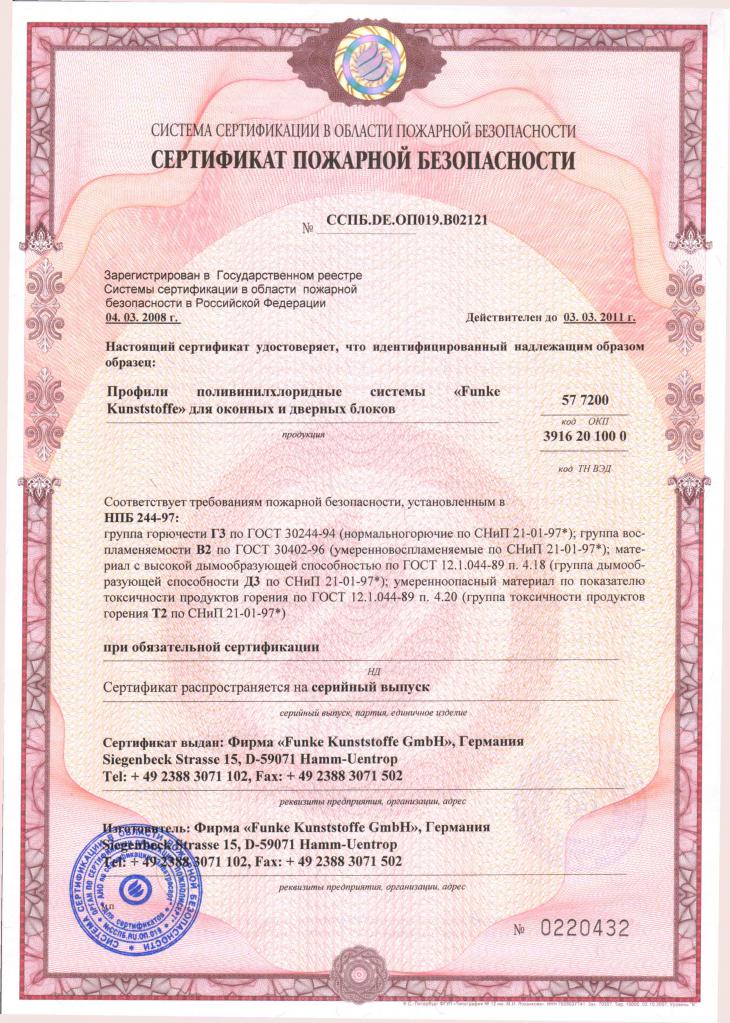 Certyfikat bezpieczeństwa pożarowego