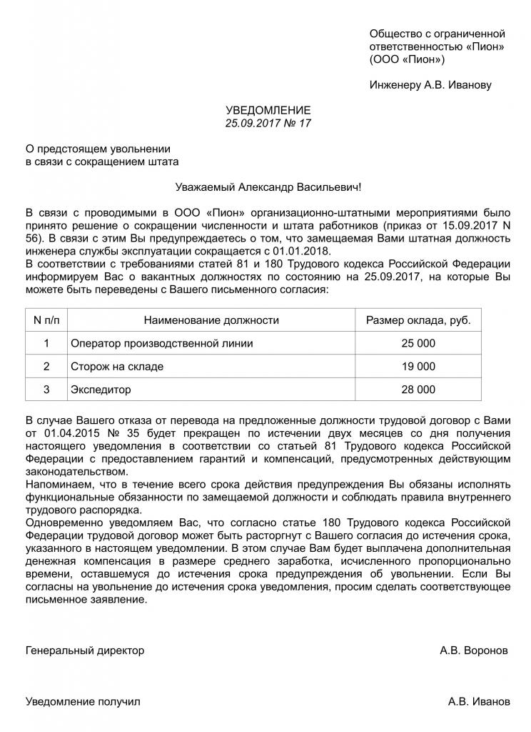szablon powiadomienia o zwolnieniu